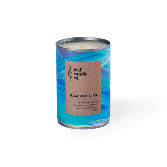 Blue tin can soy candle with Gin & Tonic fragrance
