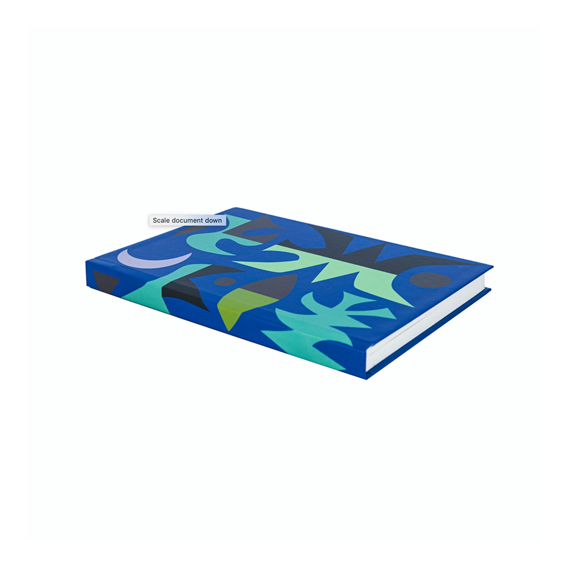 Side angle of A6 Notebook with Coburn Moon illustration print