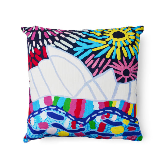 Firework Rainbow Reflection Cushion Cover by Emily Crockford