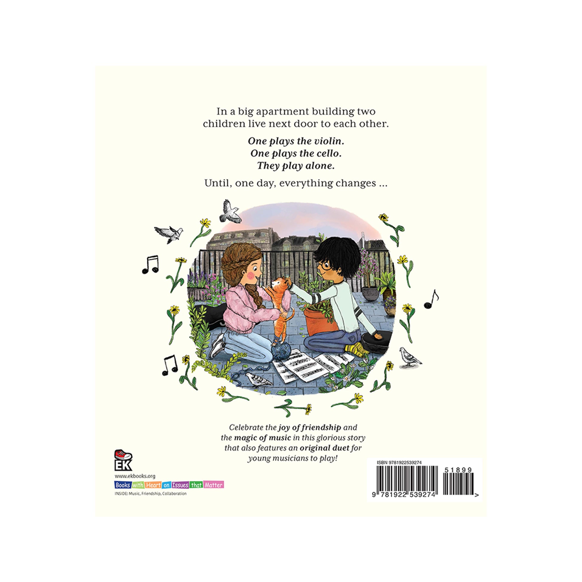 Back cover of the book Violin and Cello