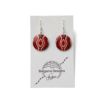 Small Wooden Earrings - Wiradjuri Lines