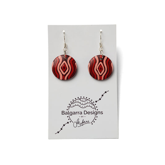 Small Wooden Earrings - Wiradjuri Lines