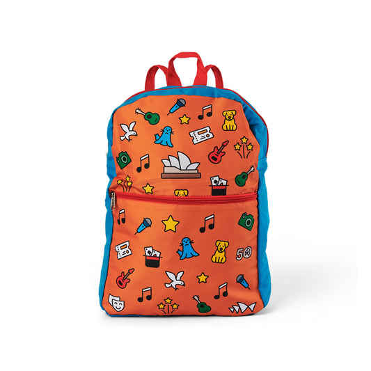 50th Foldable Backpack with colorful illustrations
