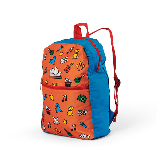 50th Foldable Backpack with colorful illustrations