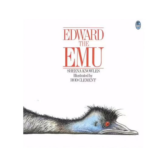 ook cover featuring 'Edward the Emu' by Shirley Woodson, showcasing an drawing of Emu head