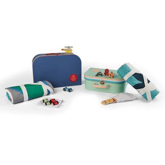 A collection of products from the Wonderful little suitcase including two kids toy suitcase and 2 playmats