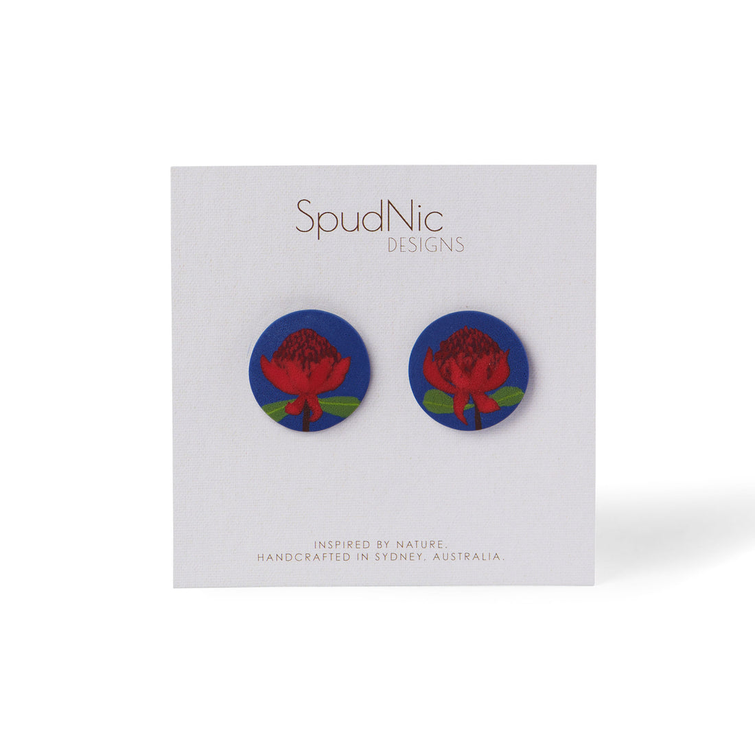 Handcrafted Waratah Stud Earrings Sydney Opera House Shop