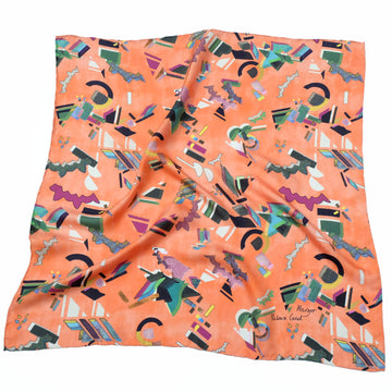 Palais Jacaranda Coral 100% Silk Scarf 