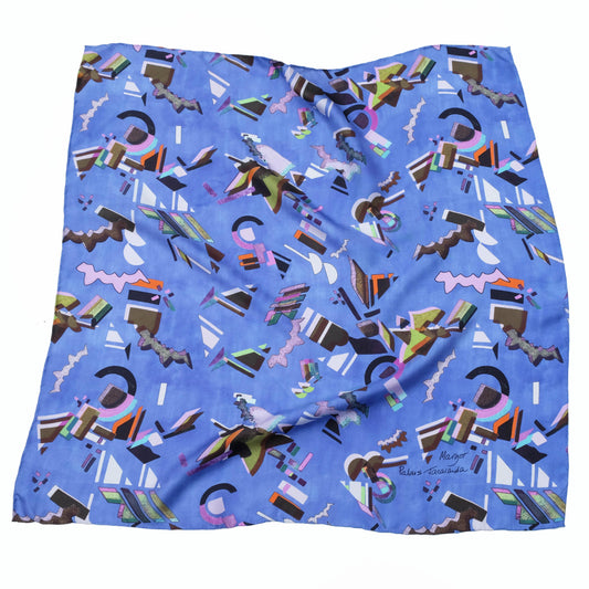 Palais Jacaranda Blue 100% Silk Scarf 