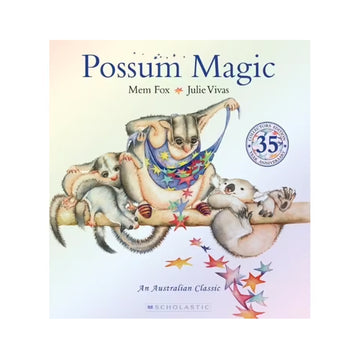 book cover of "Possum Magic" by Jane Fowler featuring A captivating illustration of magical animals