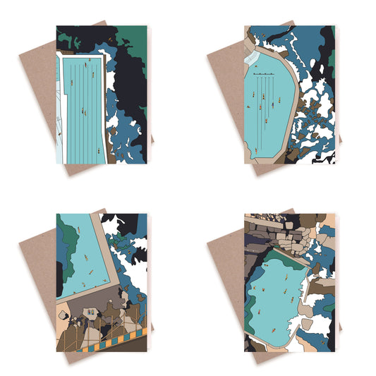 Mixed Greeting Card Pack of Four Sydney Pools